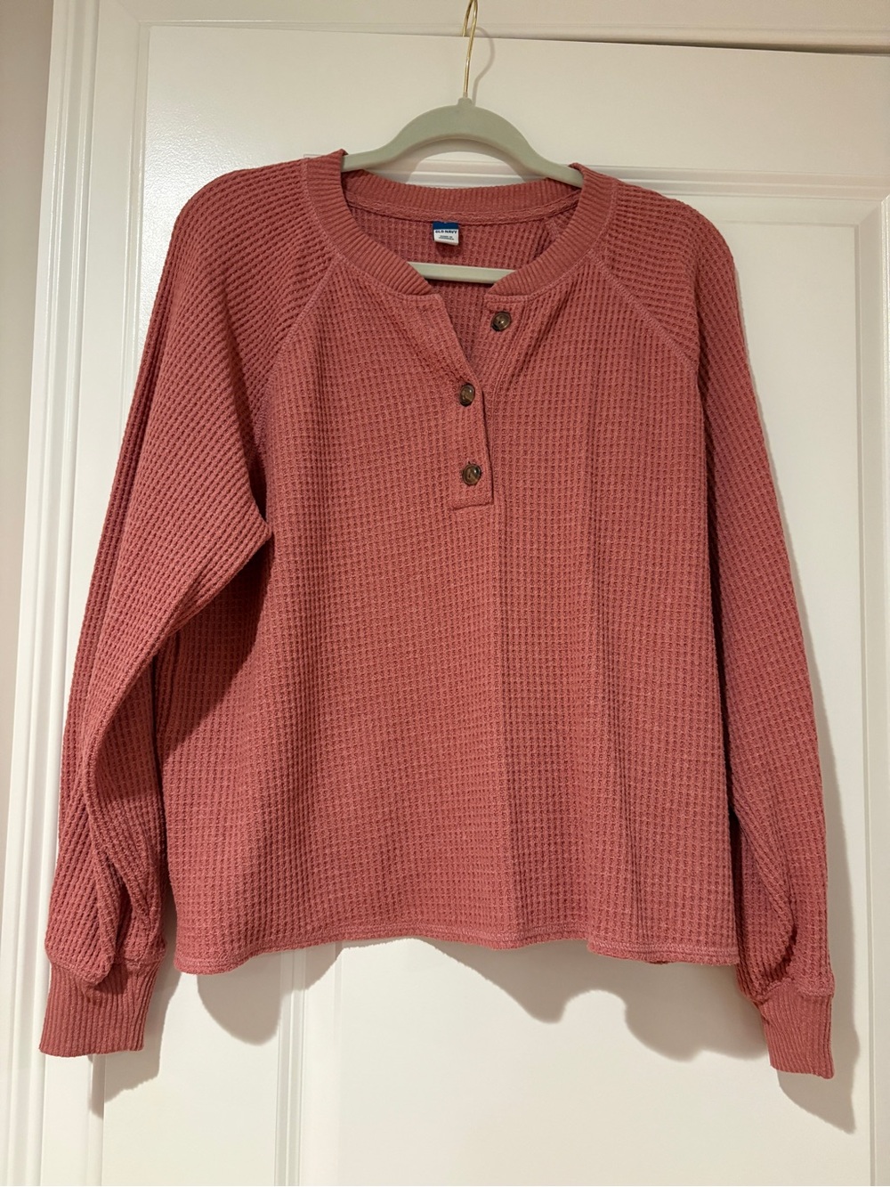 Old Navy Waffle Henley Pullover - Dusty Rose